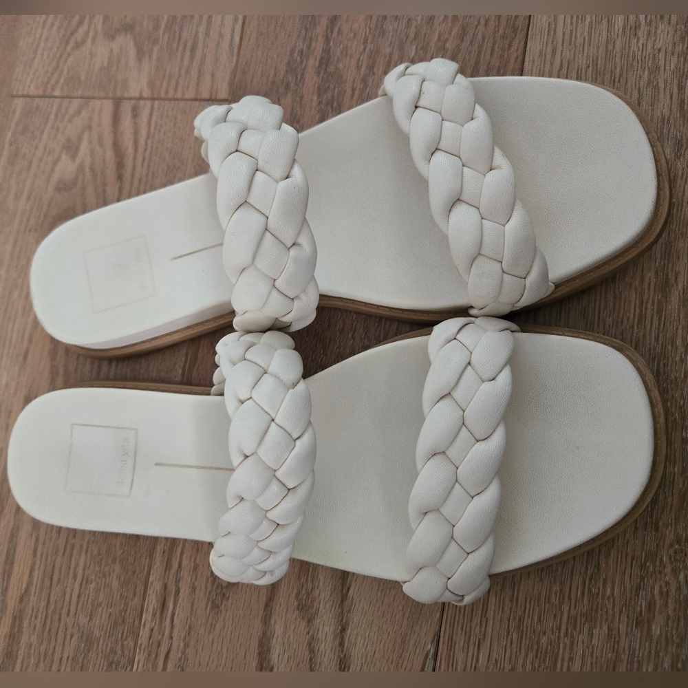 Dolce Vita White Braided Slide Sandals